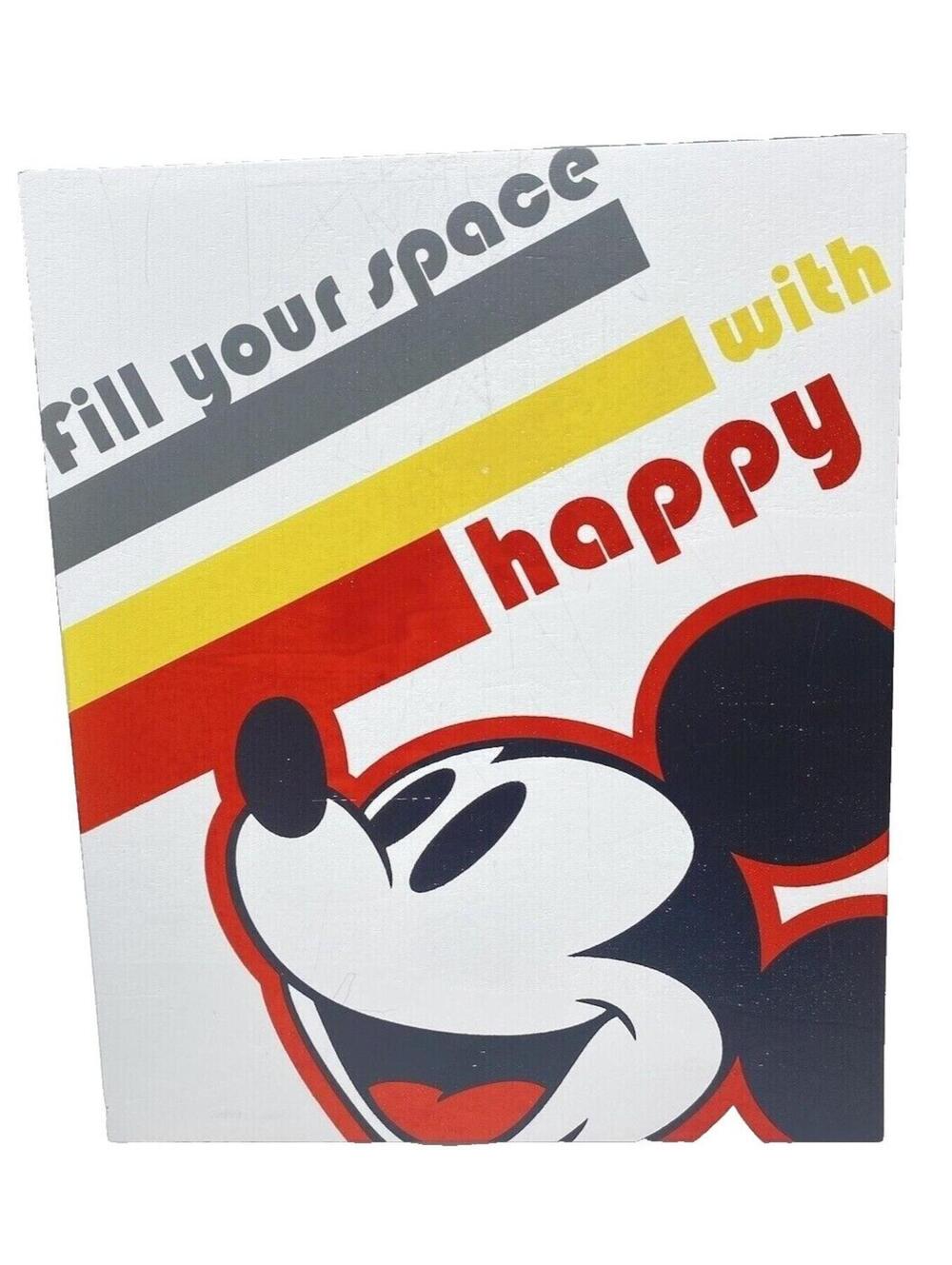 Hallmark Disney Mickey Mouse Wooden Quote Sign, “Fill Your Space With Happy,”New